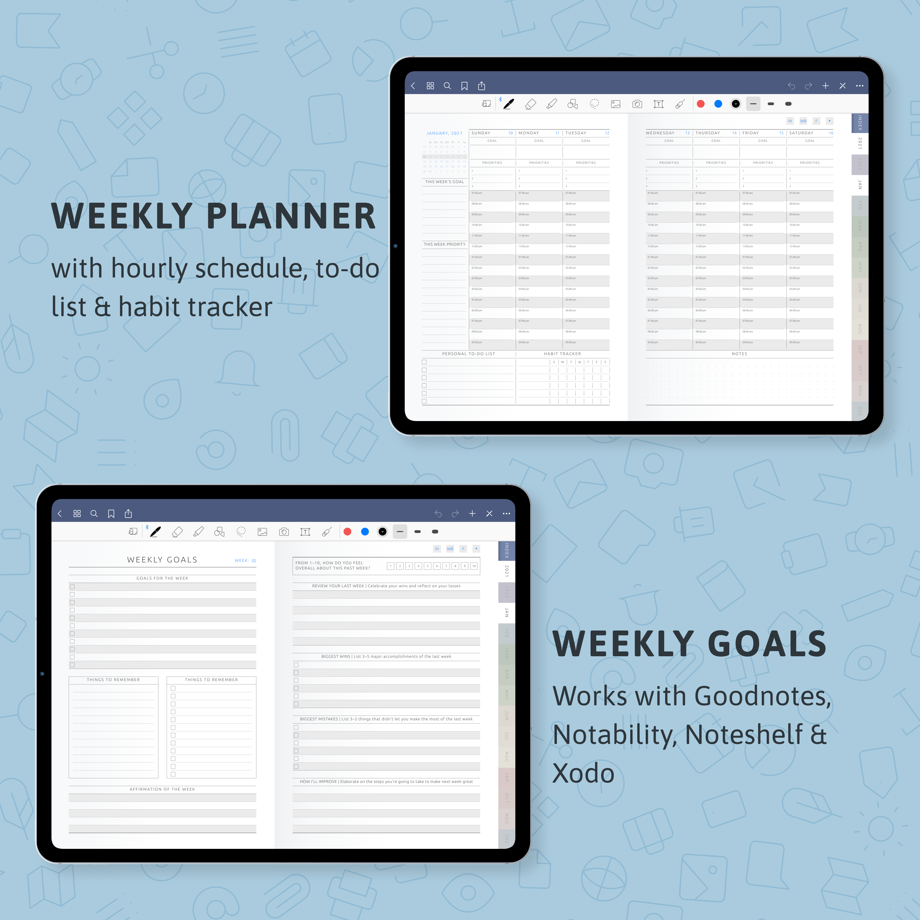 Digital Daily Planner 2023 For GoodNotes Notability IPad Android