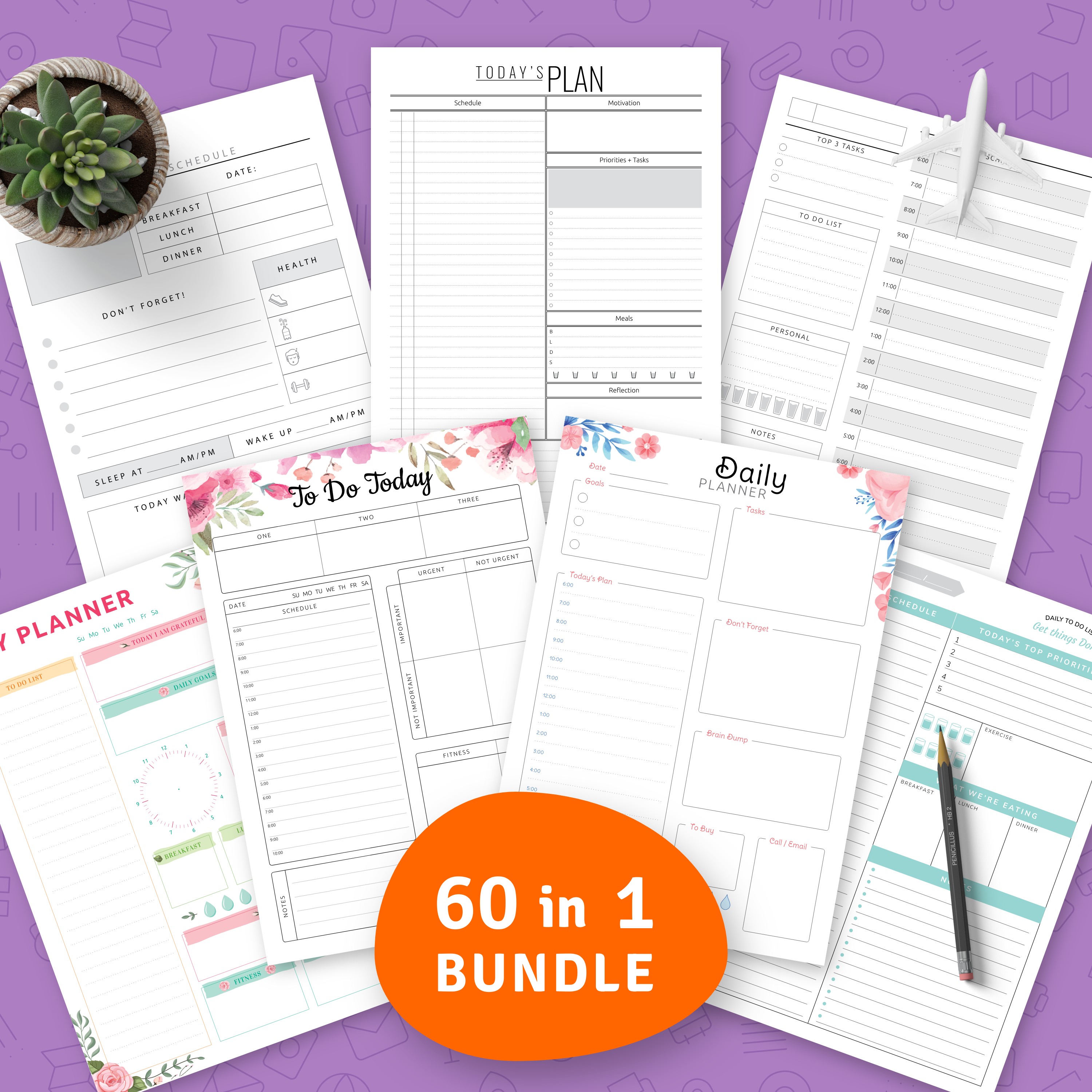 Ultimate Daily Planner Templates Bundle 80 In 1 Template Printable PDF