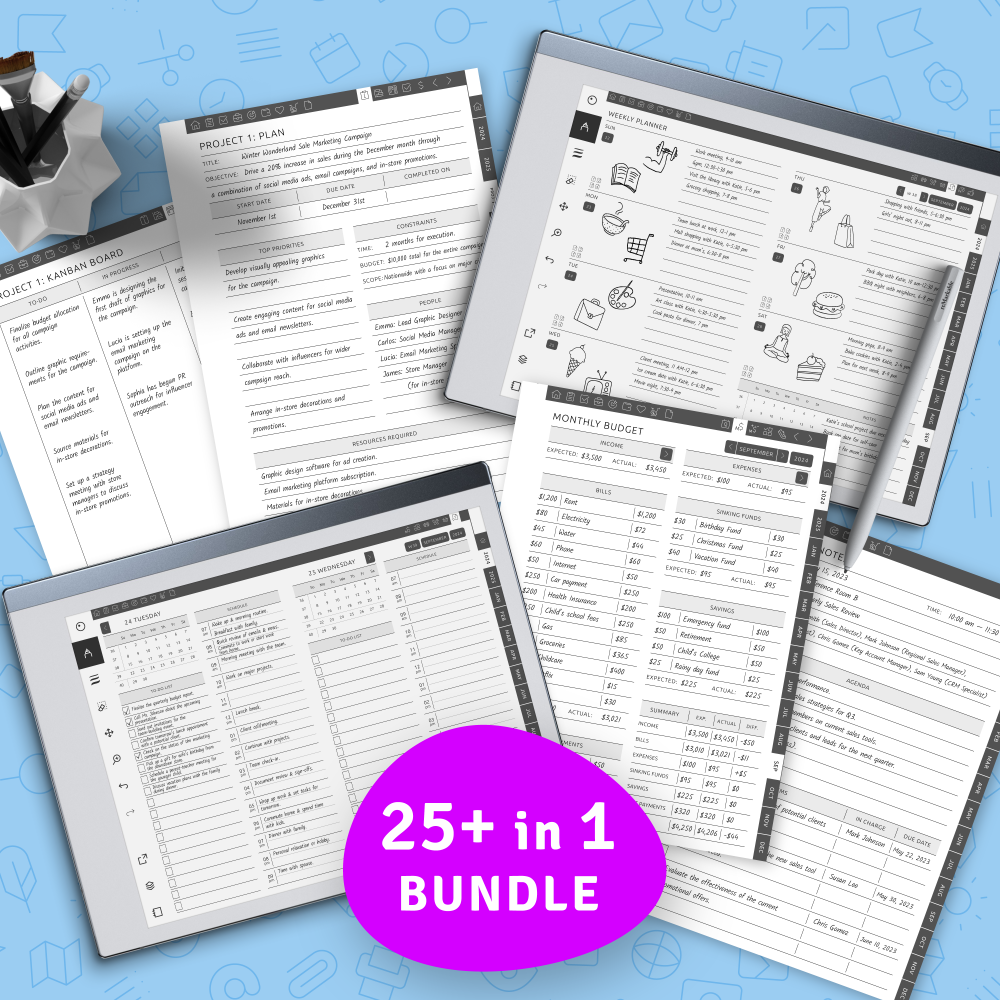 Download All in One reMarkable Planners Pack for GoodNotes, Notability