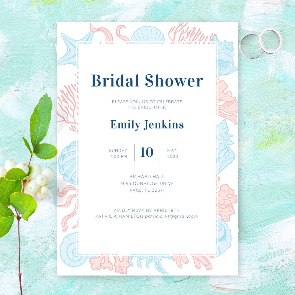 Customize and Download Beach Theme Bridal Shower Invitation