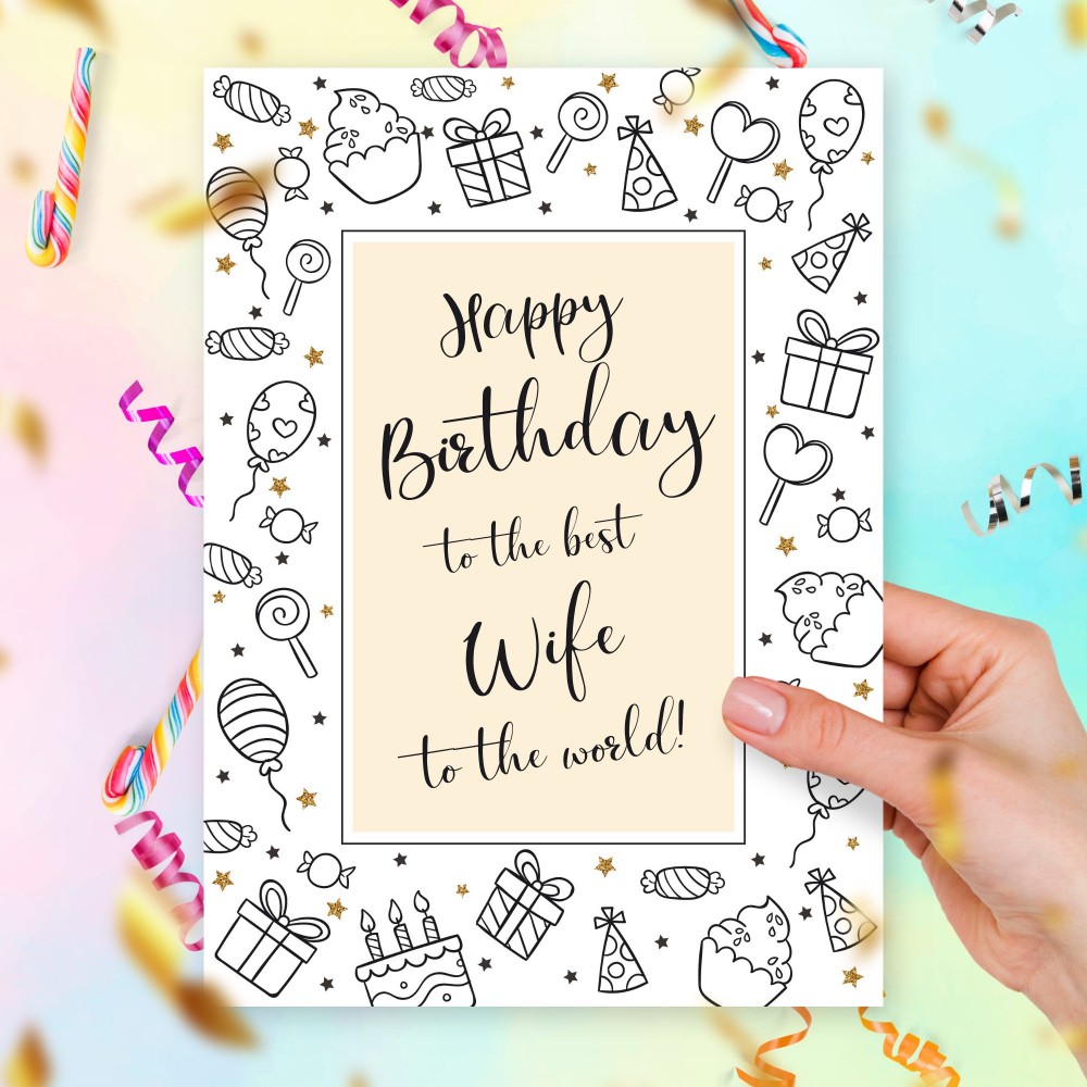Customize and Download Birthday Card For Best Wife In The World