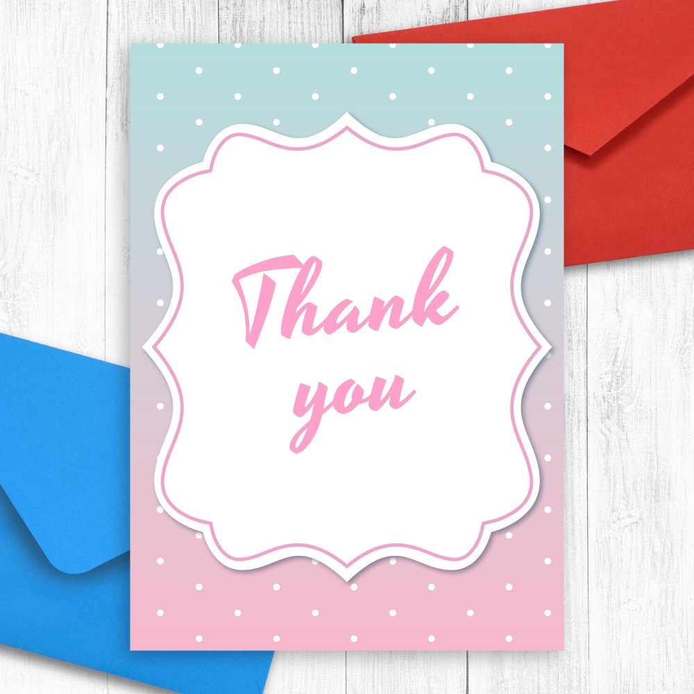 Customize and Download Blue and Pink Baby Shower Thank You  Card