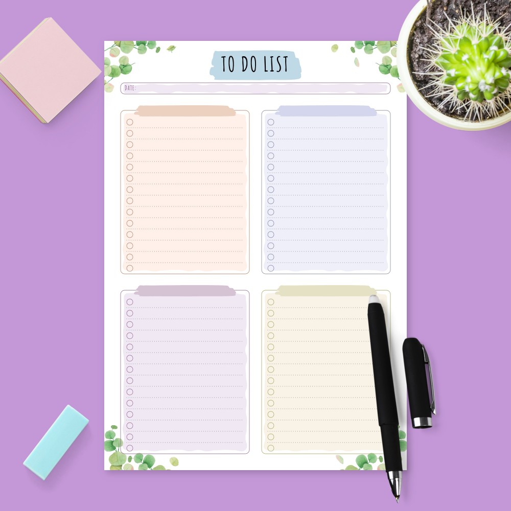 Download Printable Botanical Daily To Do List Template