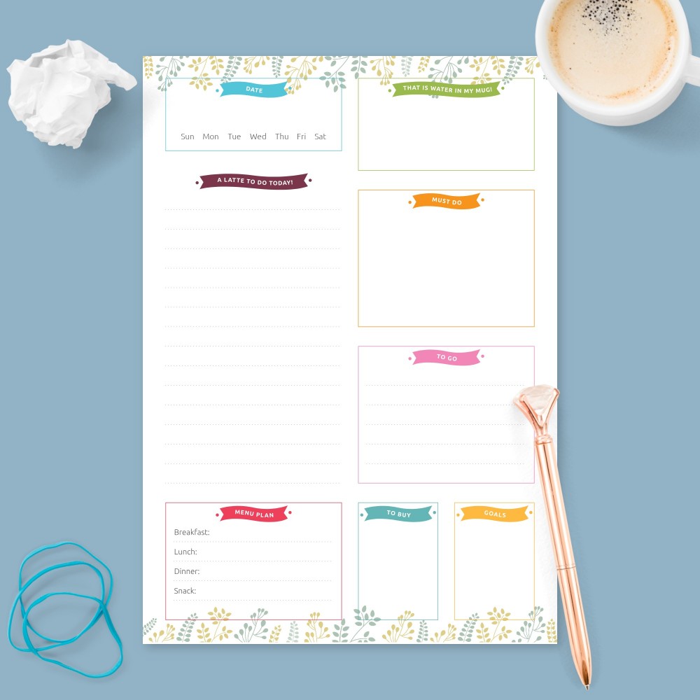 Download Printable Botanical Garden Daily Planner Undated Template