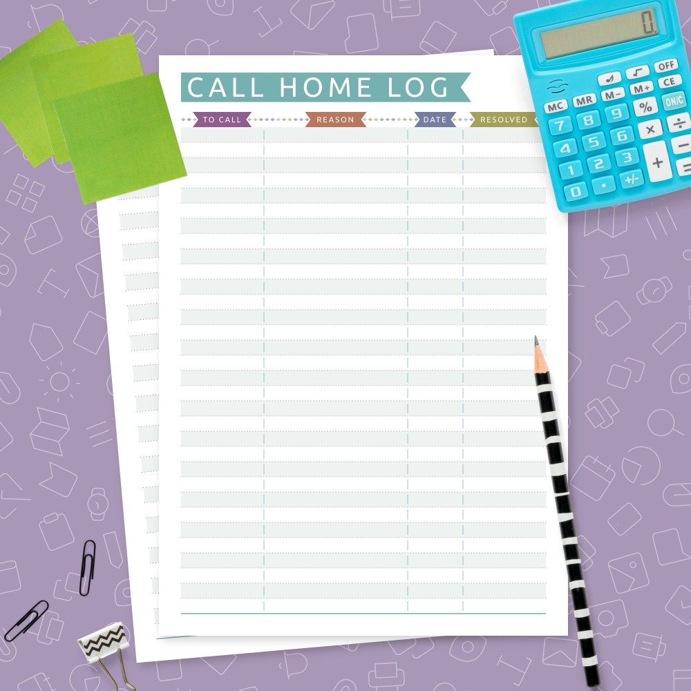 Download Printable Call Home Log Template (Casual) Template