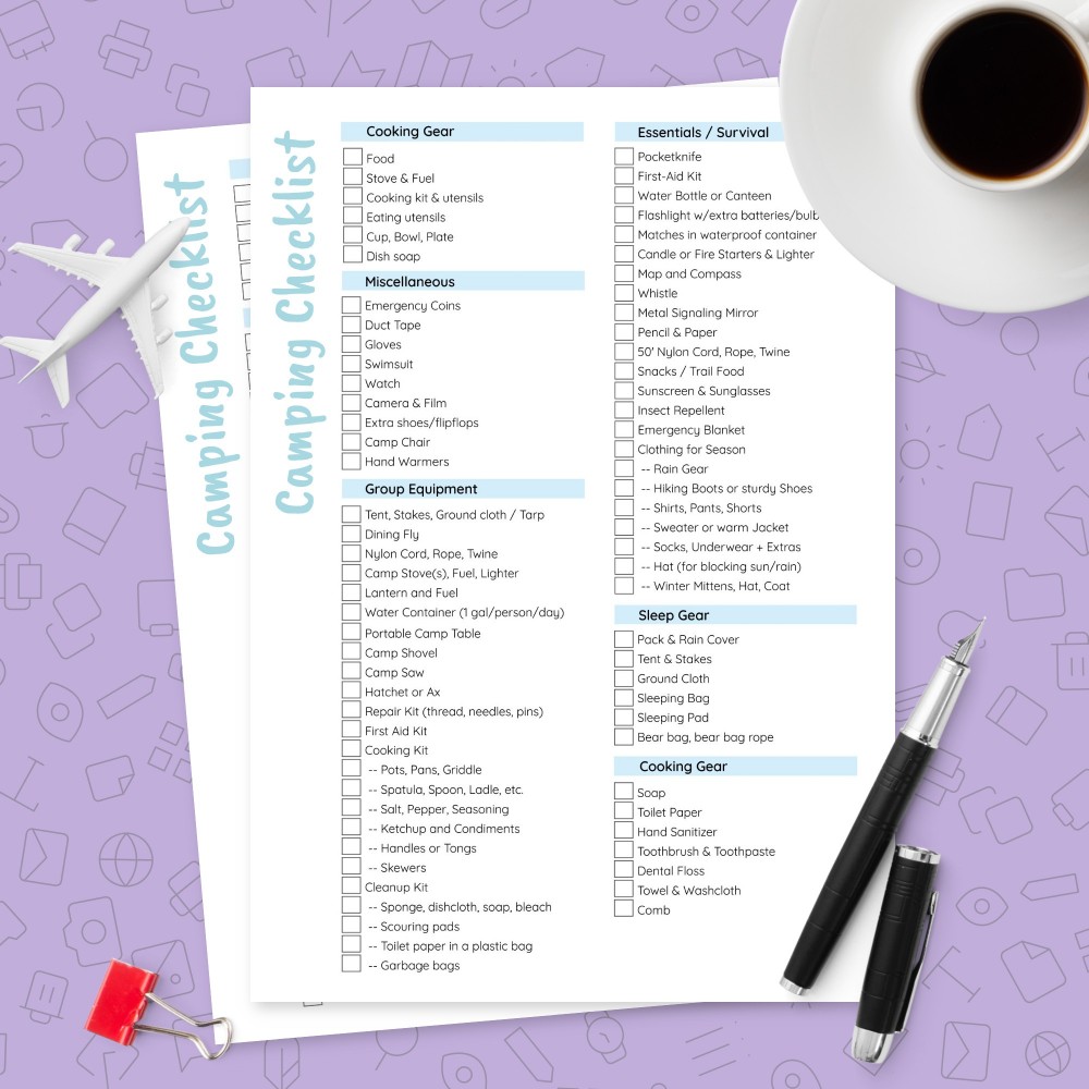 Download Printable Camping Checklist Template Template