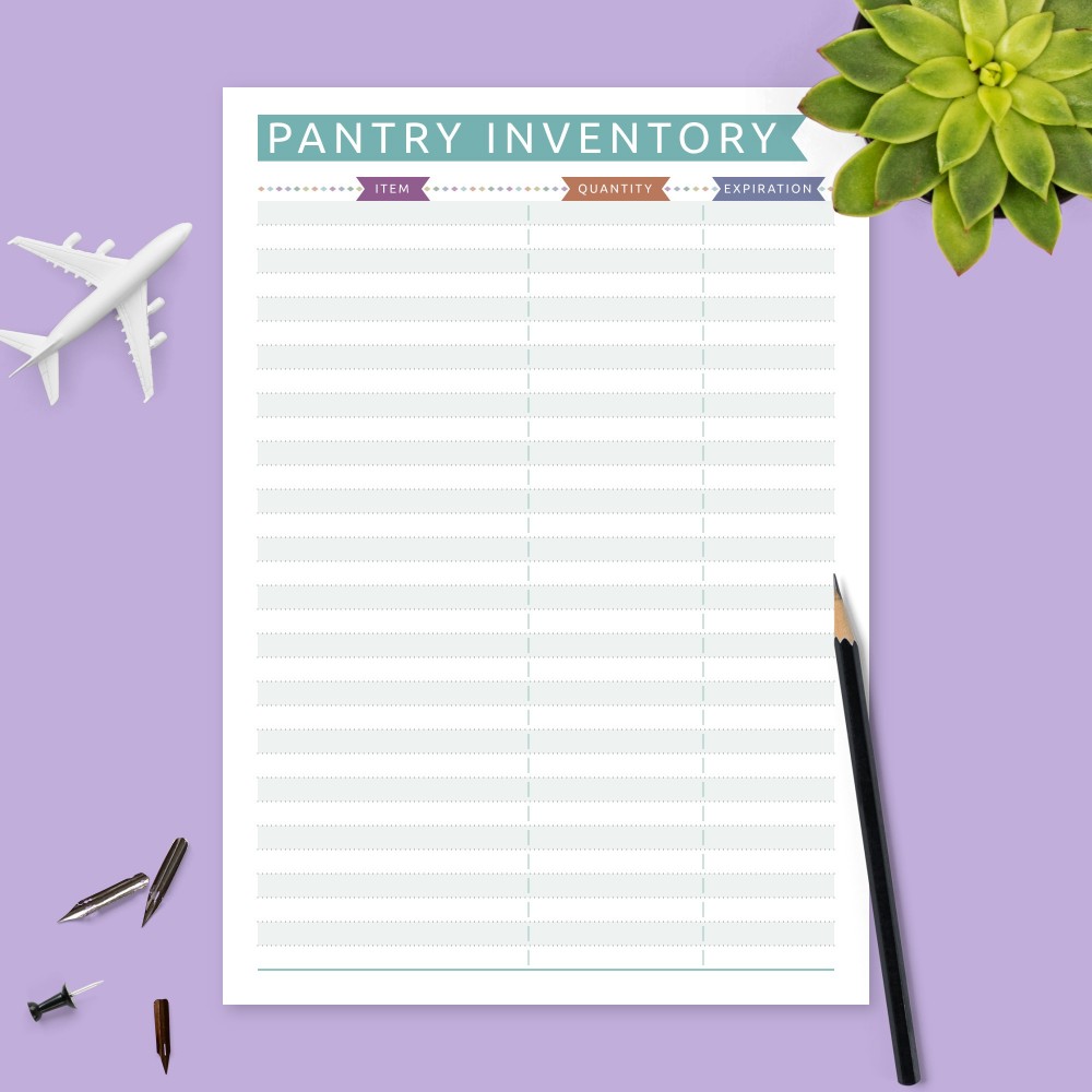 Download Printable Colored Pantry Inventory Template