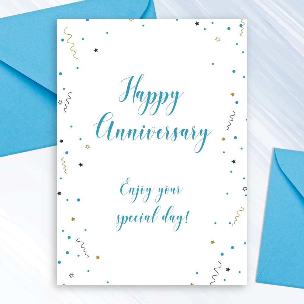 Customize and Download Colorful Confetti Anniversary Card
