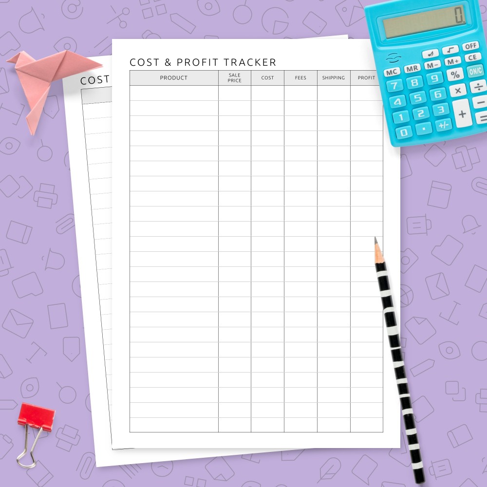 Download Printable Cost &amp;amp; Profit Tracker Template Template