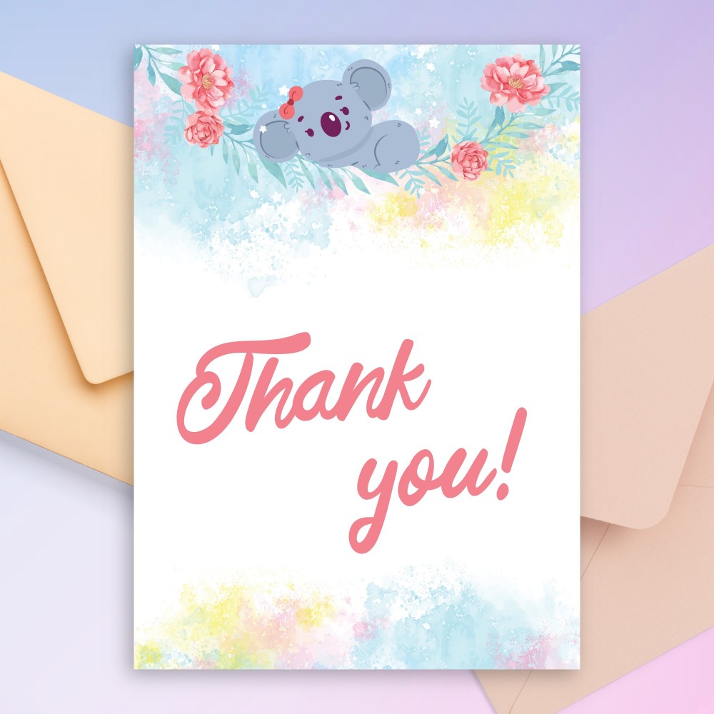Customize and Download Cute Koala Baby Shower Thank You Card