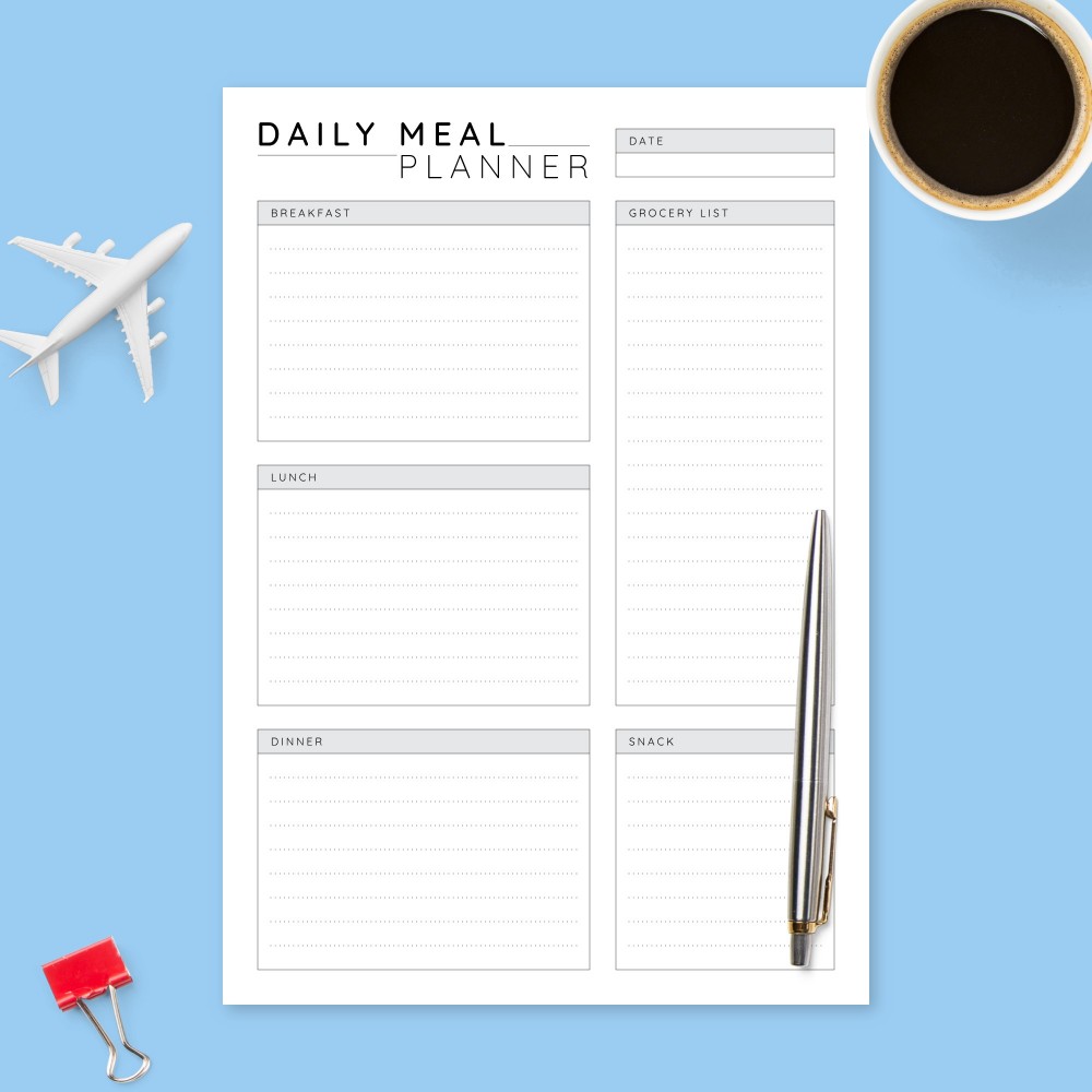 Download Printable Daily Menu Planner Template