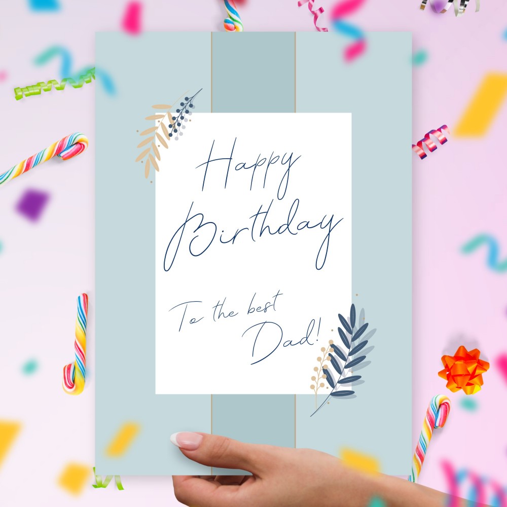 Customize and Download Elegant Blue Dad&amp;#039;s Birthday Card