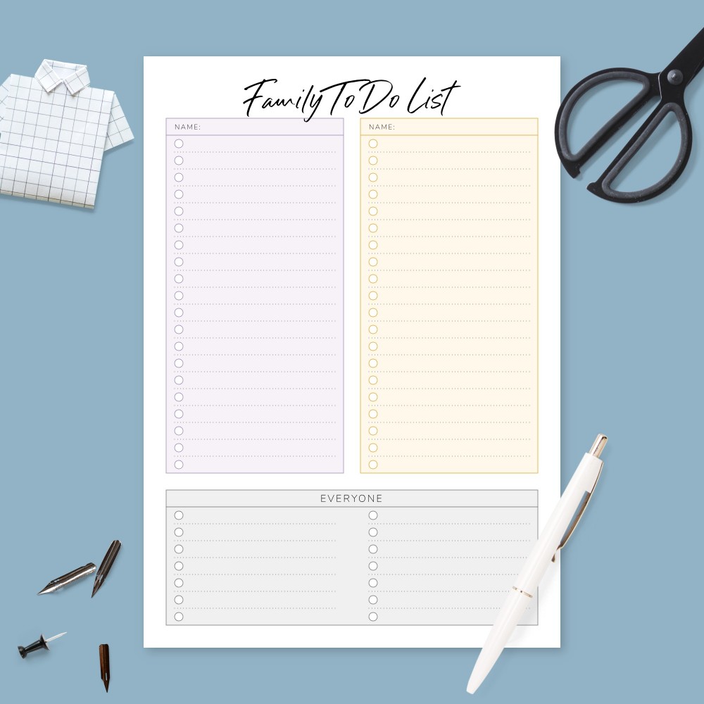 Download Printable Family Life Household To Do Template