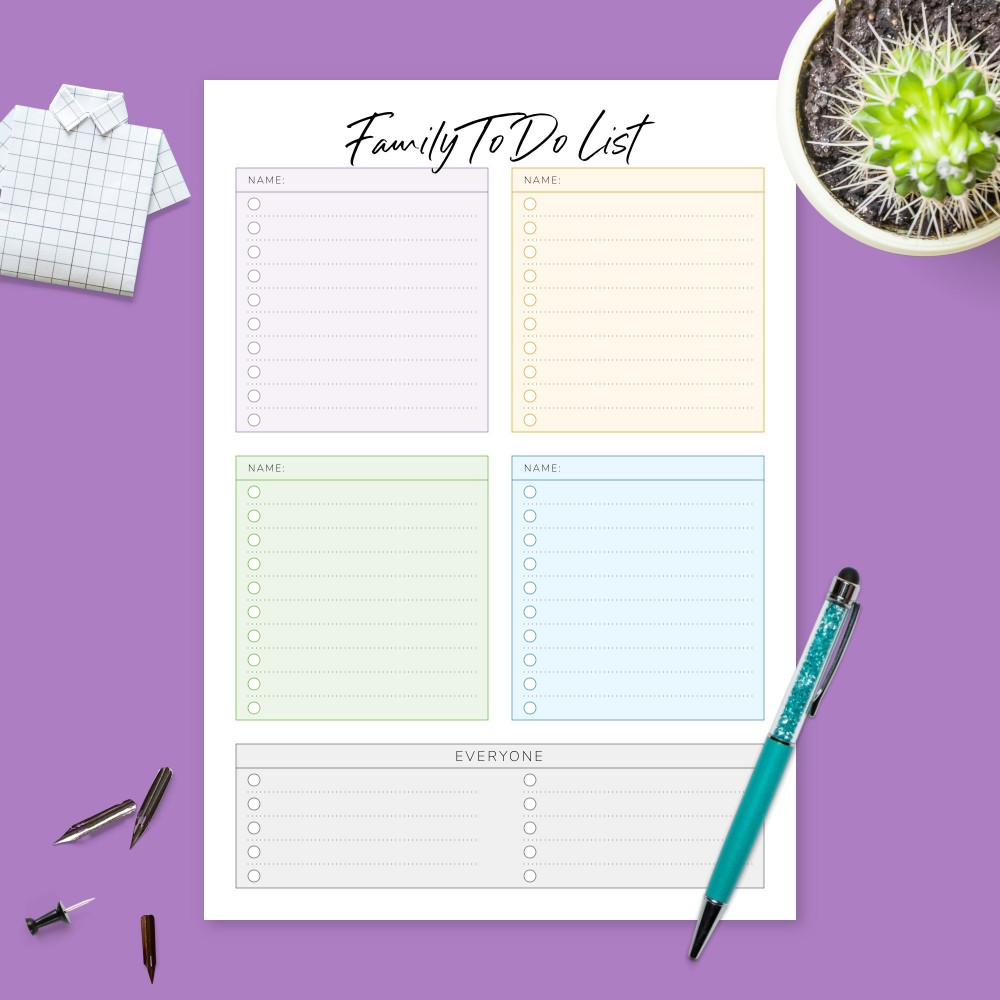 Download Printable Family Schedule &amp;amp; To Do Checklist Template