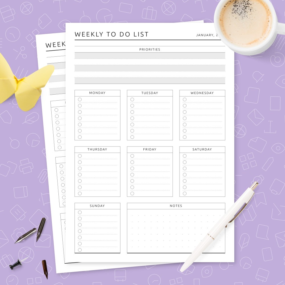 Download Printable Formal Weekly To Do List Template