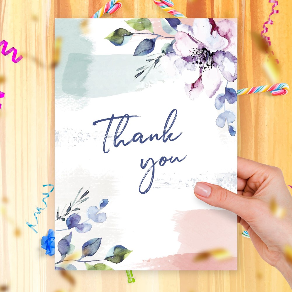Customize and Download Graceful Watercolor Floral Thank You Card