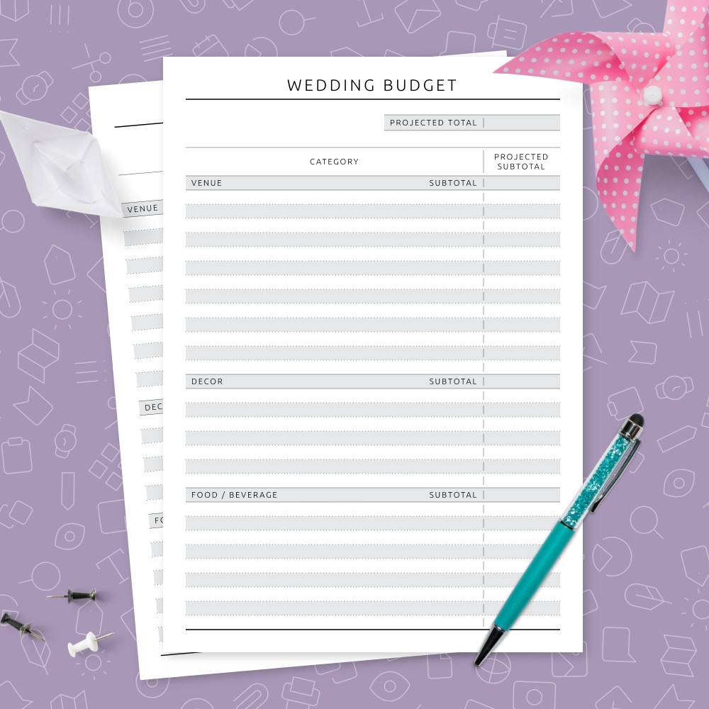 Download Printable Minimalist Wedding Budget Planning Template Template