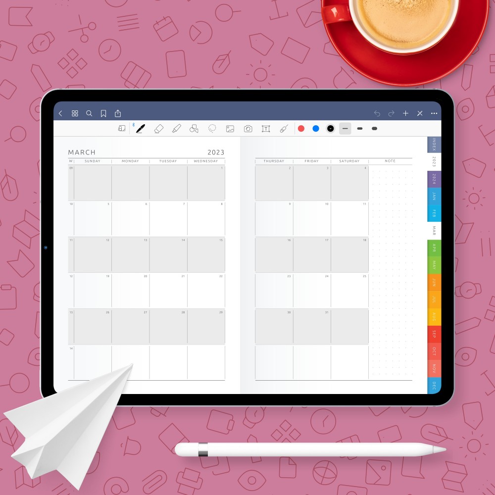 Download Monthly Notability Planner Template for GoodNotes, Notability