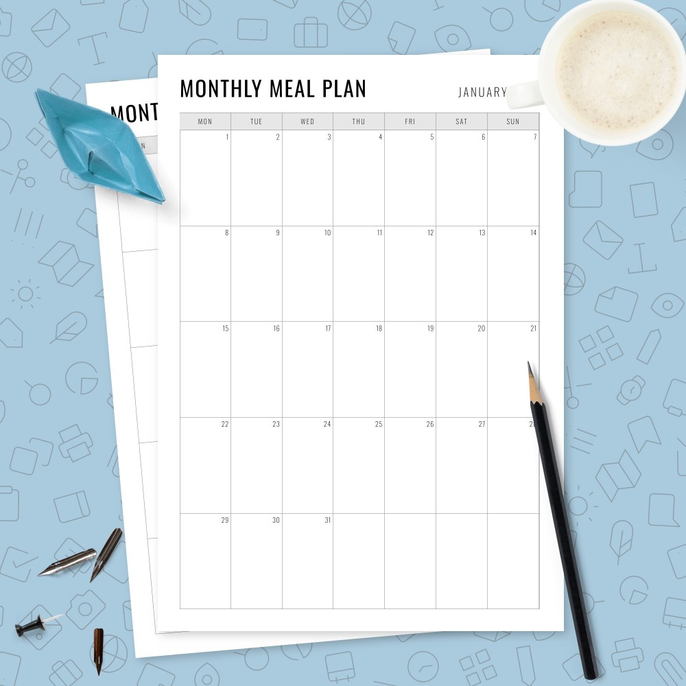 Download Printable Monthly Meal Schedule Template