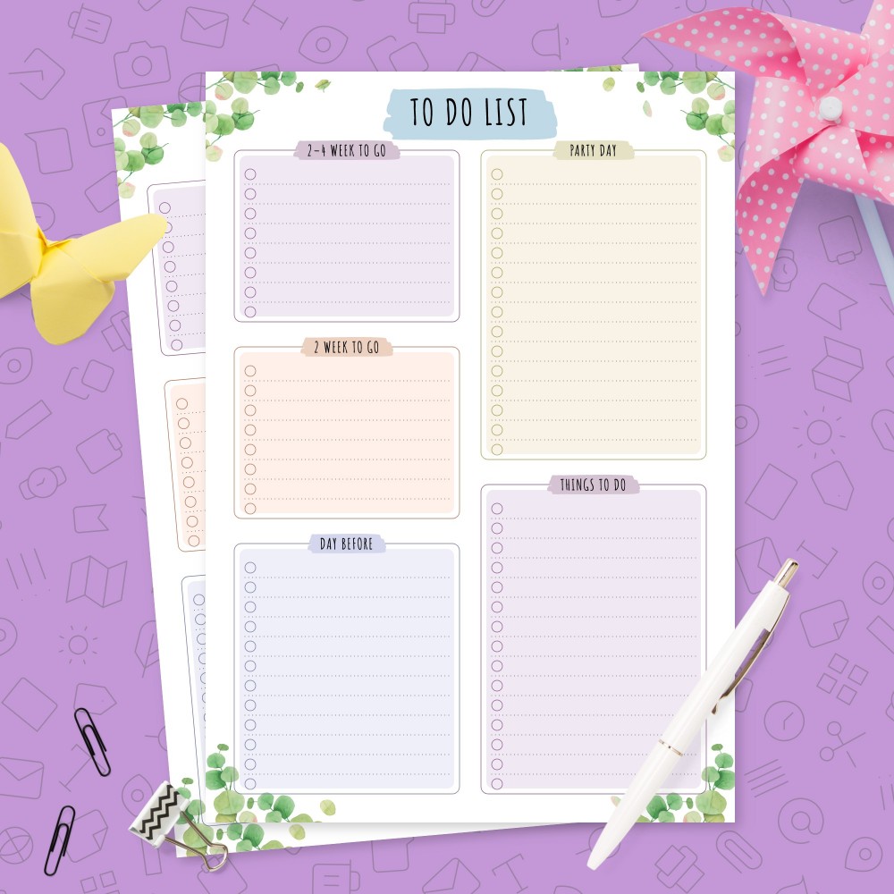 Download Printable Party To Do List - Floral Style Template