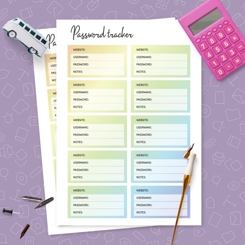 Download Printable Password List Template Template