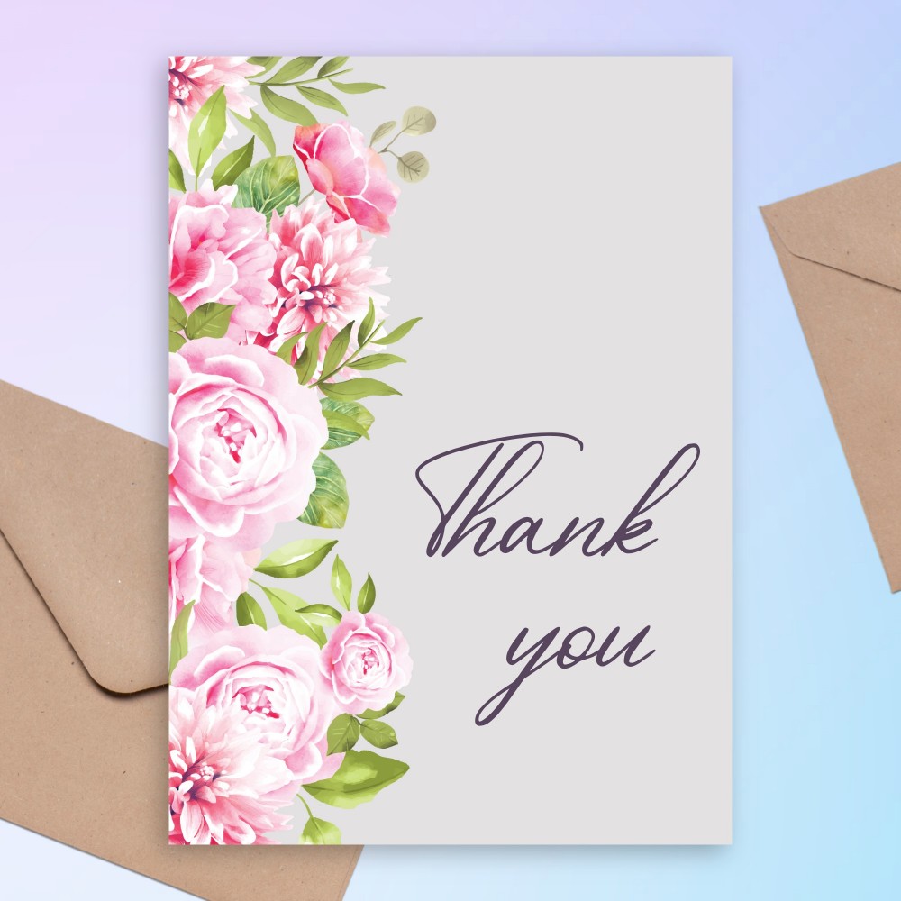 Customize and Download Peonies Bouquet Baby Shower Thank You Card