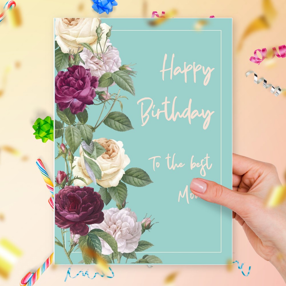Customize and Download Printable Birthday Card for Mom With Peony