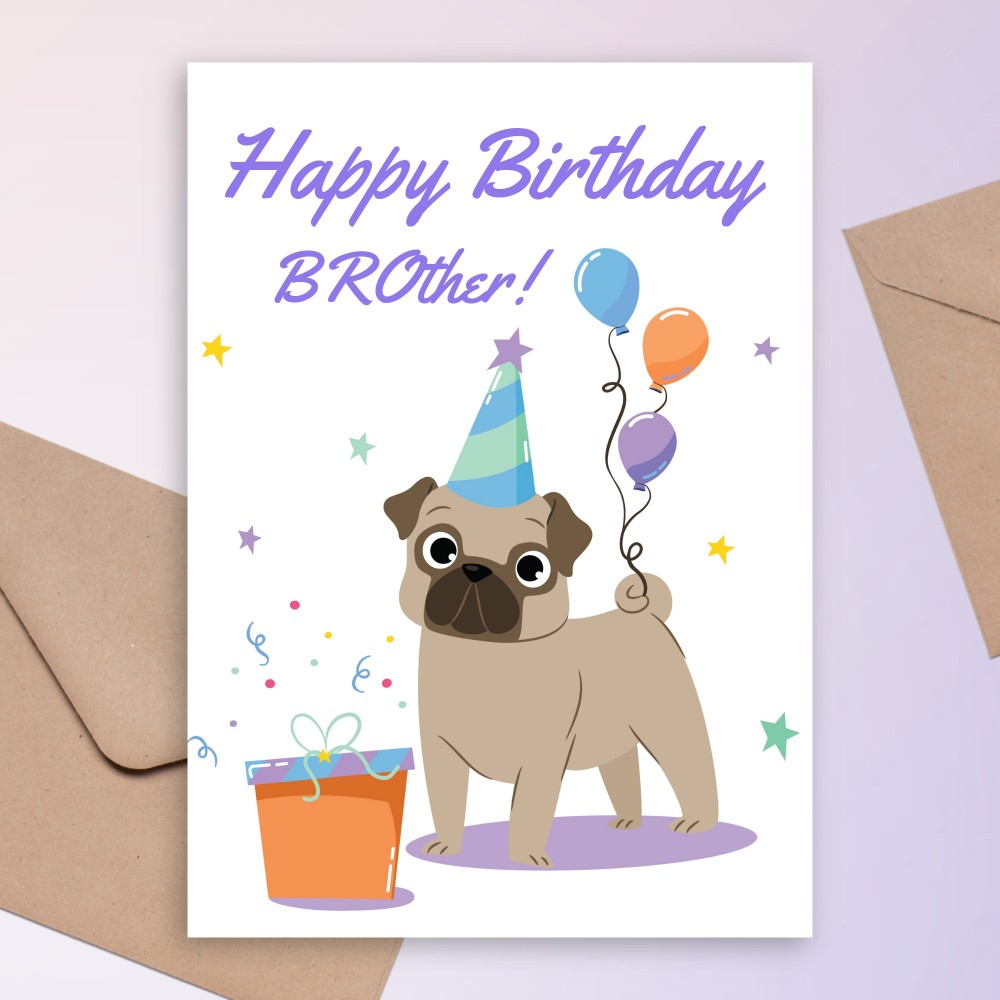 Customize and Download Puppy Birthday Card For Brother