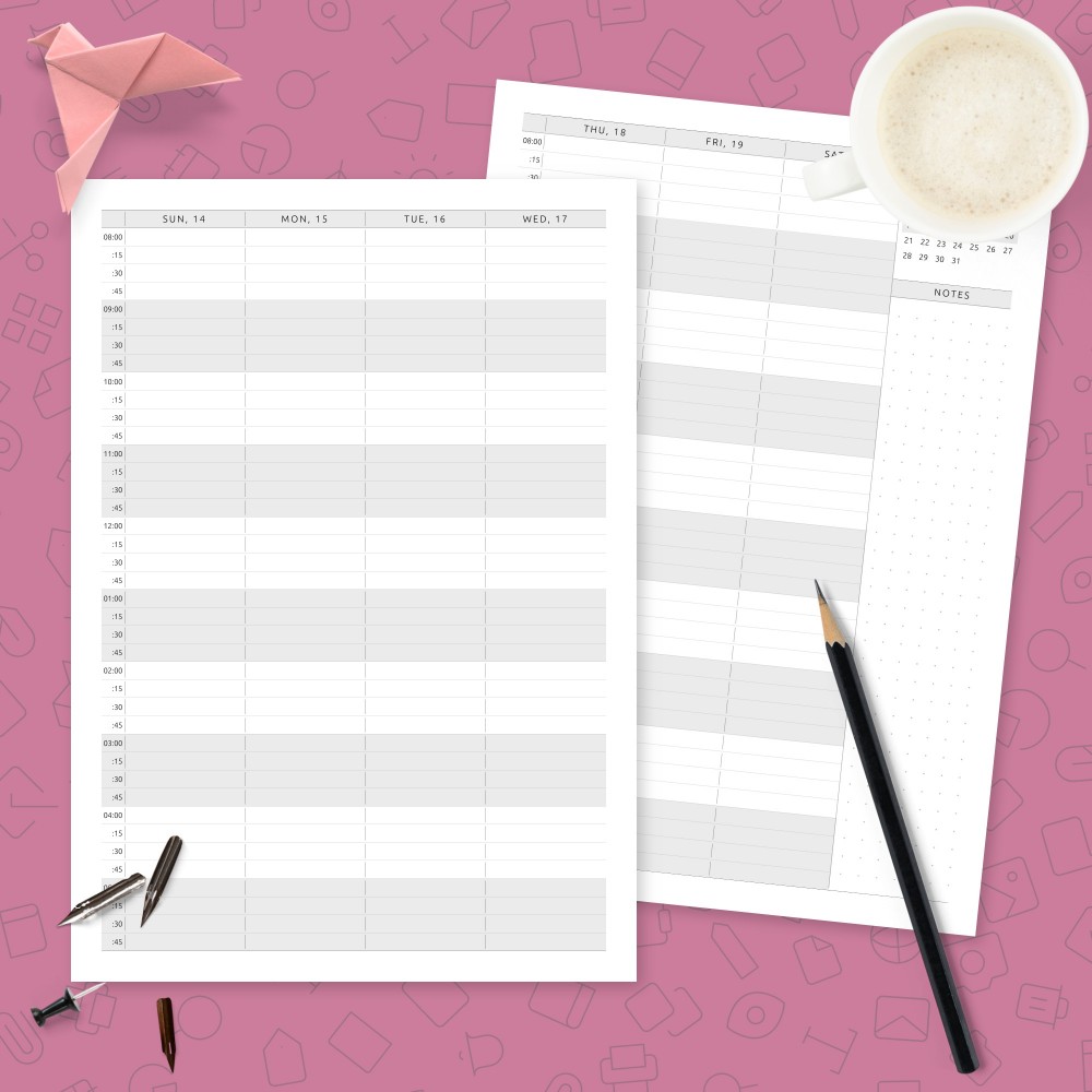 Download Printable Quarter-hour Appointment Calendar Template Template