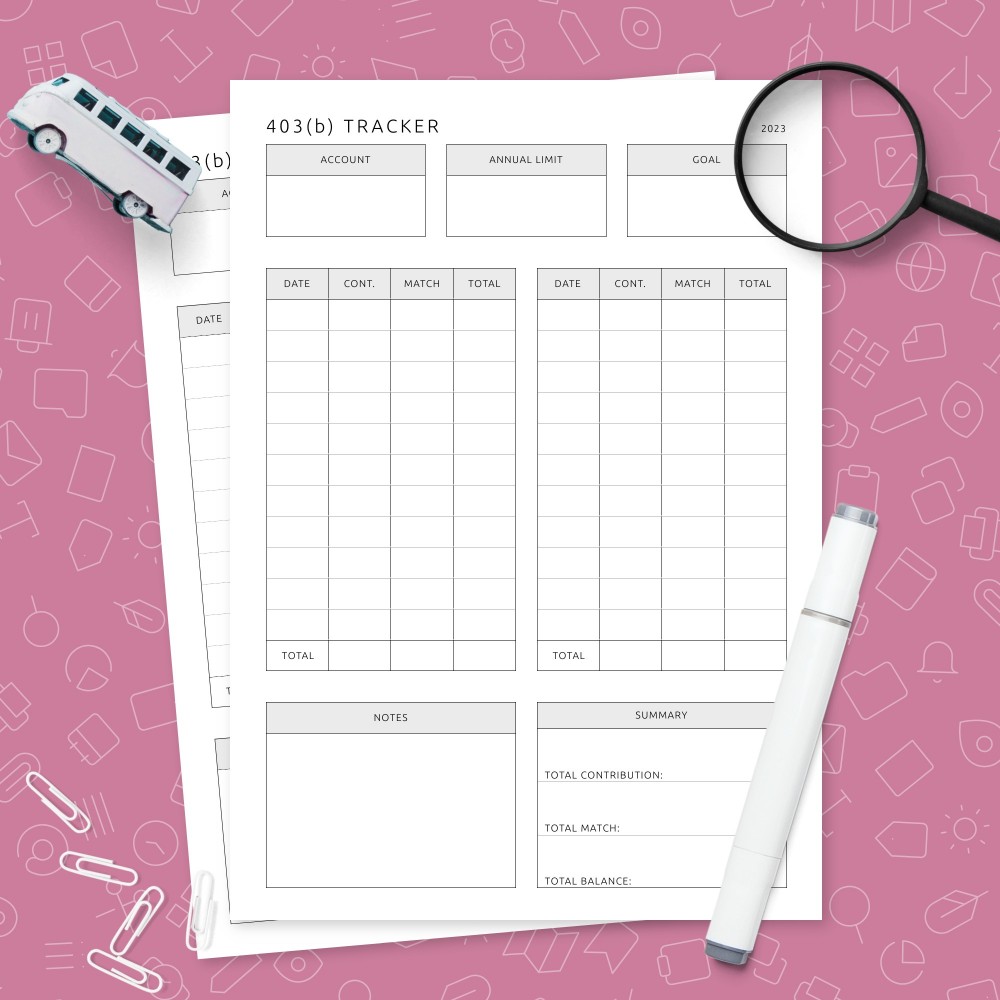 Download Printable Retirement 403(b) Tracker Template Template