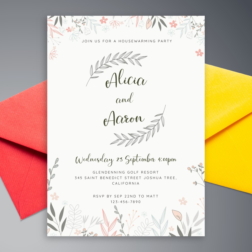 Customize and Download Rustic Botanical Housewarming Invitation