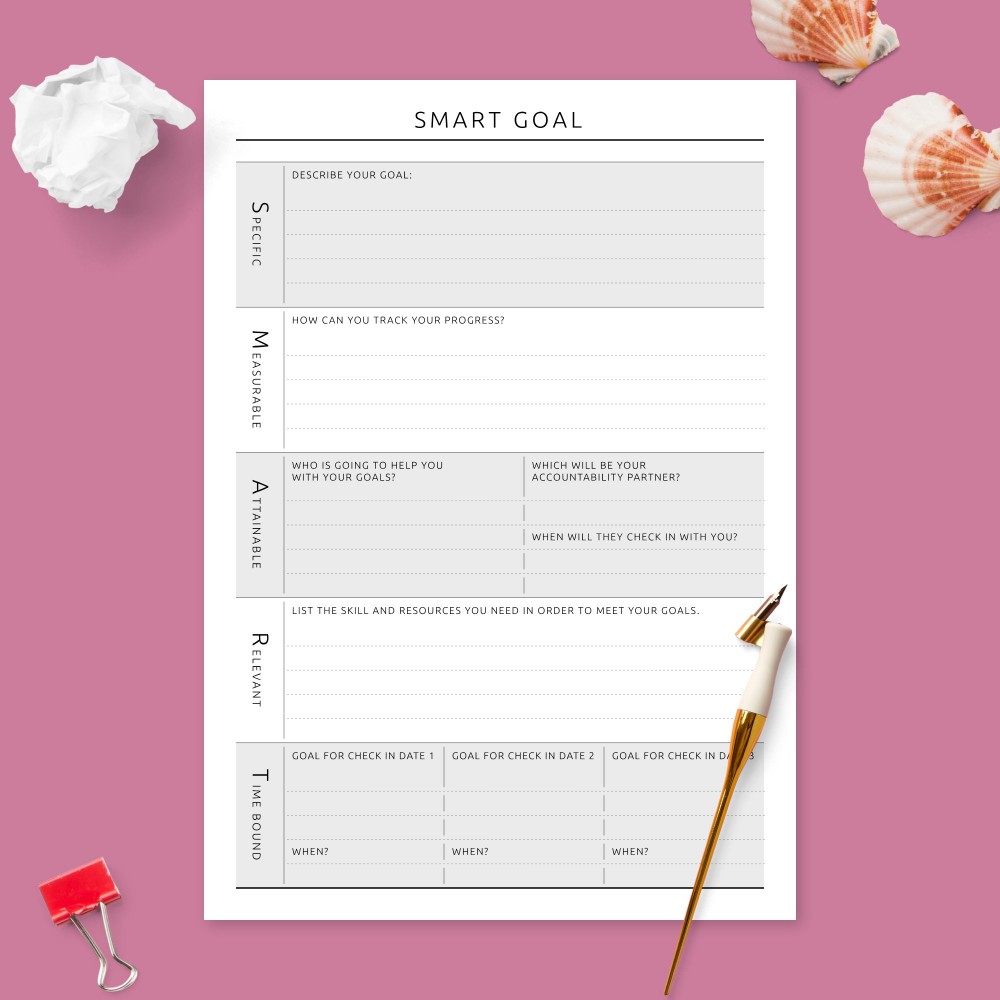 Download Printable Smart Goal Organizer Template