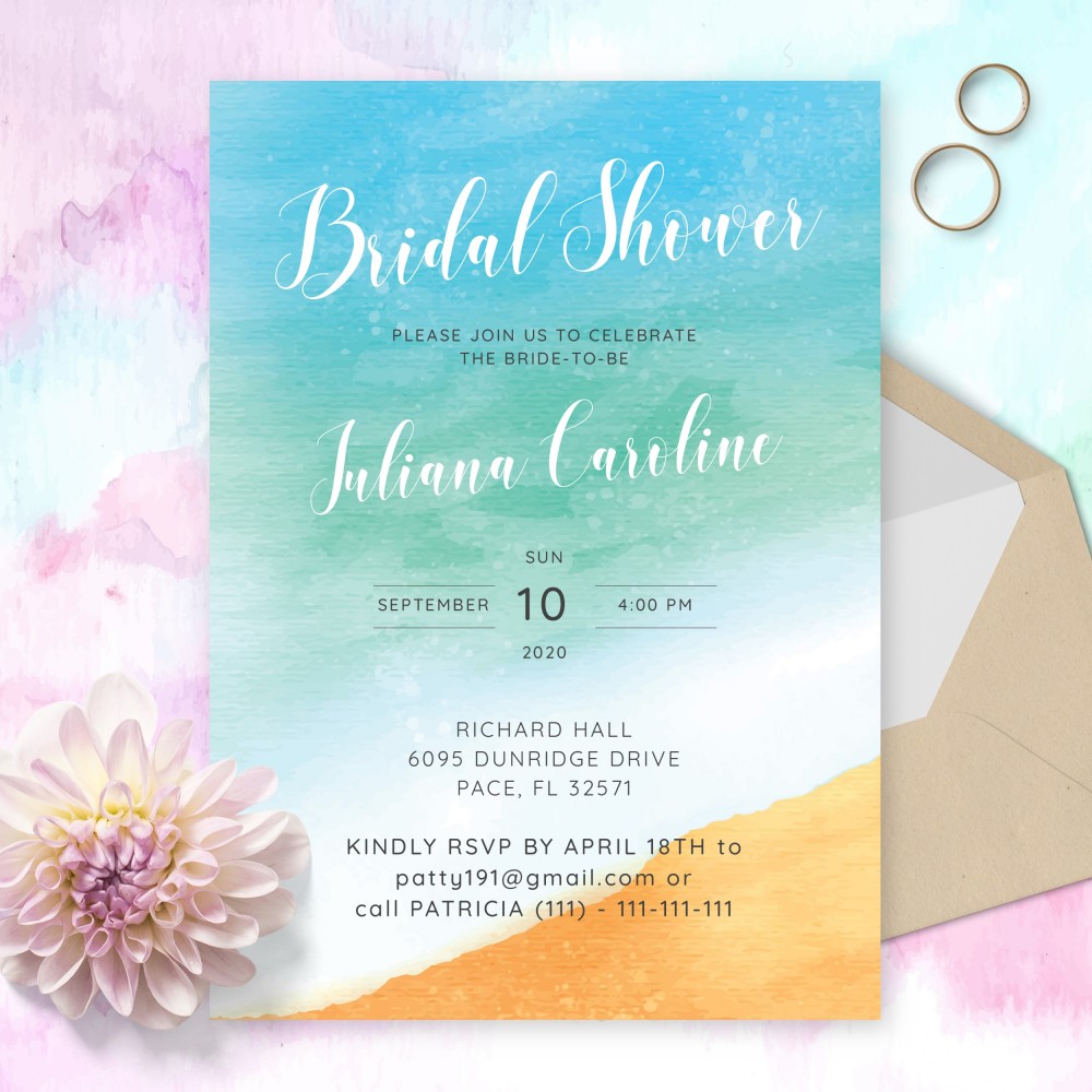 Customize and Download Sunny Beach Bridal Shower Invitation
