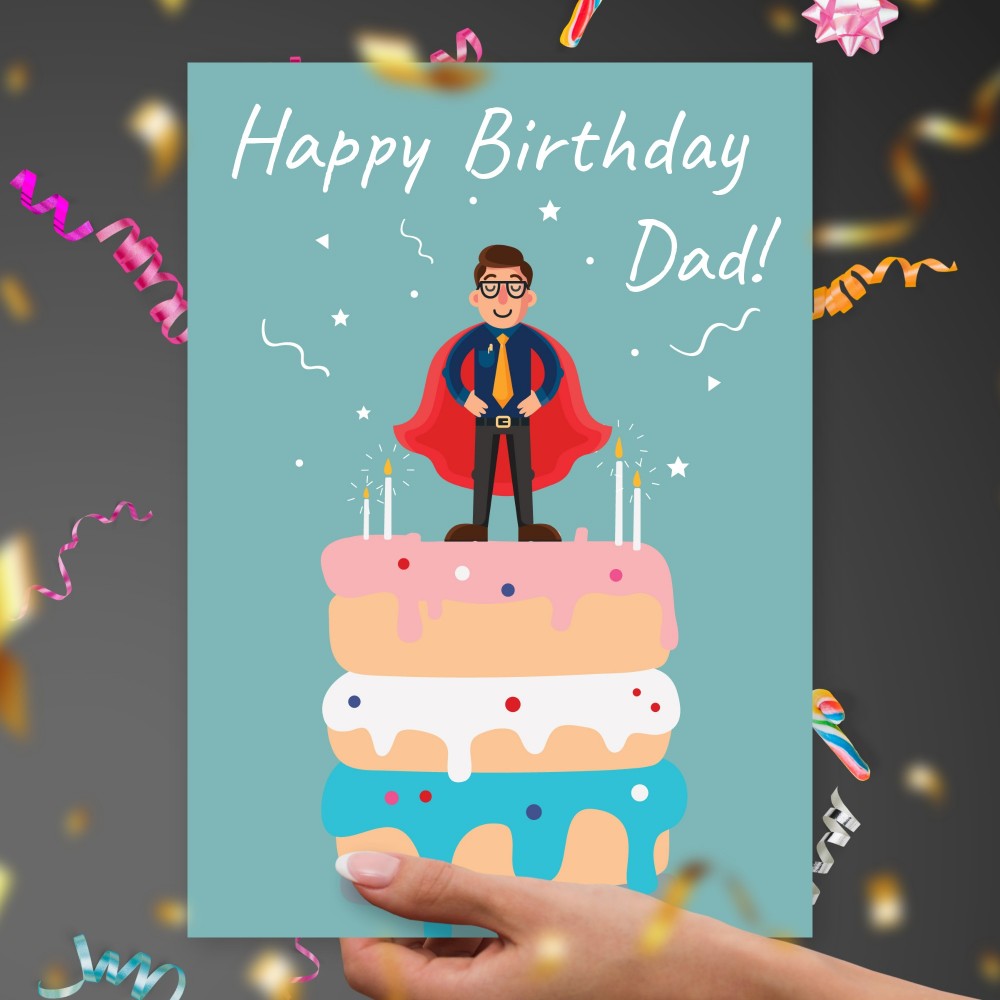 Customize and Download Superhero Dad&amp;#039;s Birthday Card