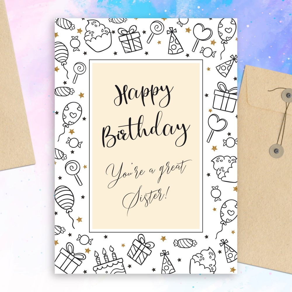 Customize and Download Sweet Birthday Card For Sister