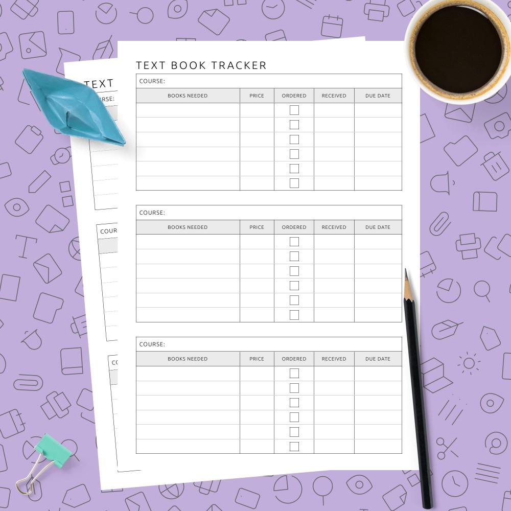 Download Printable Text Book Tracker Template Template