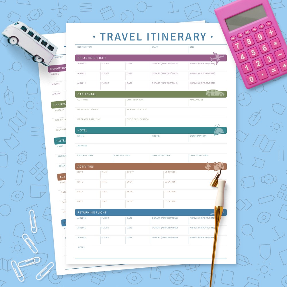 Download Printable Travel Itinerary Template