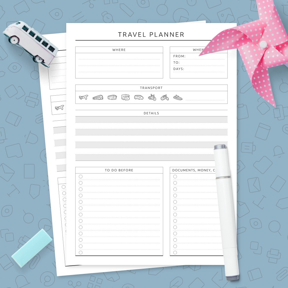 Download Printable Travel Planner Template - Original Style Template
