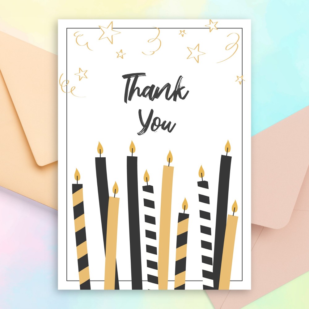 Customize and Download Twinkle Candles Birthday Thank You Card