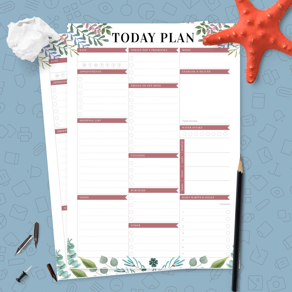 Download Printable Undated Daily Agenda Template