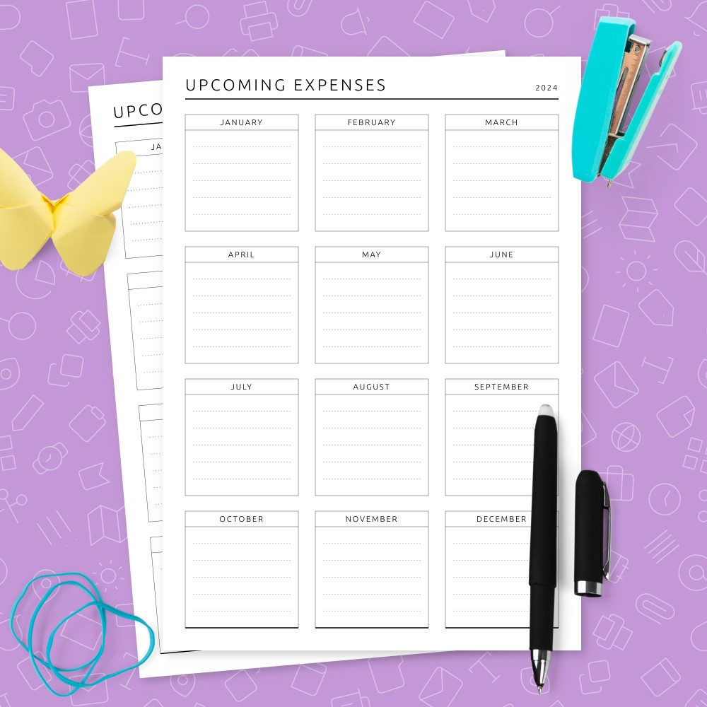 Download Printable Upcoming Expenses Template Template