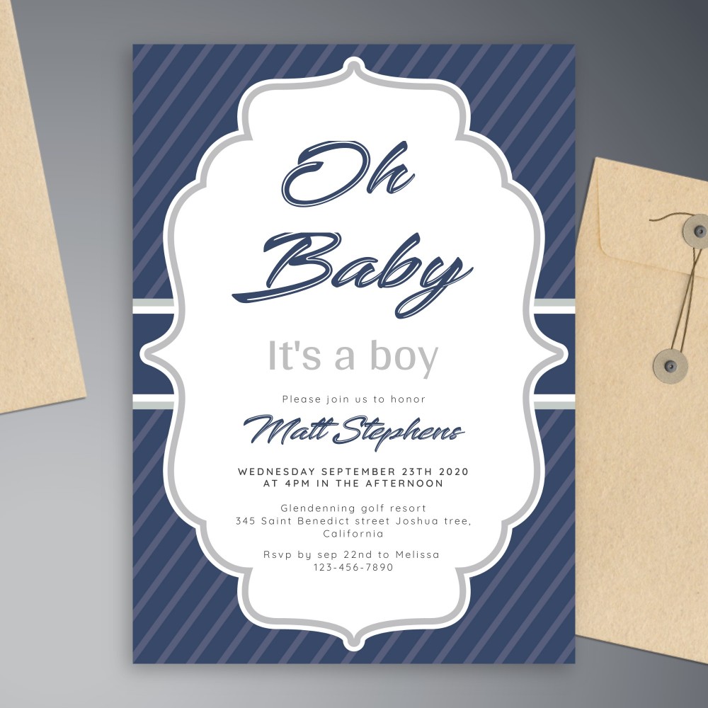 Customize and Download Vintage Blue Baby Shower Invitation
