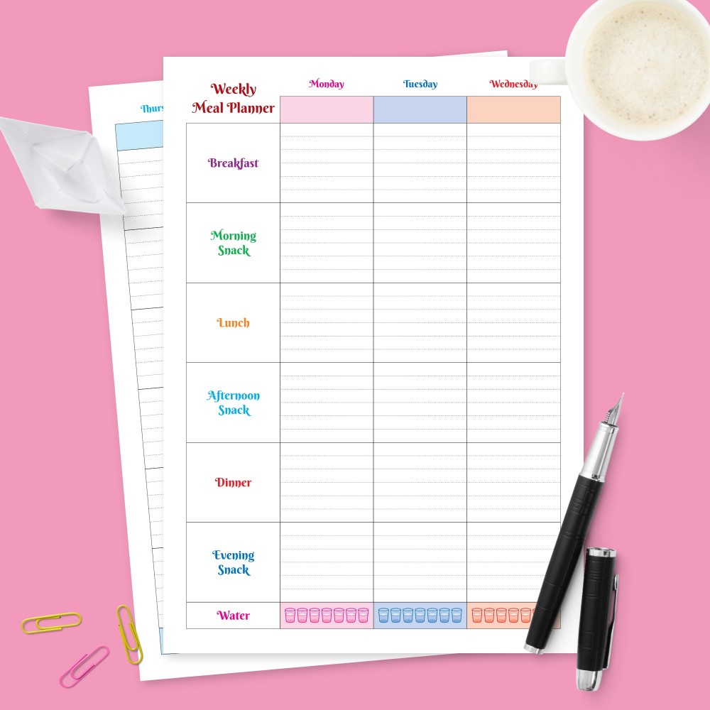Download Printable Weekly Meal Organizer Template