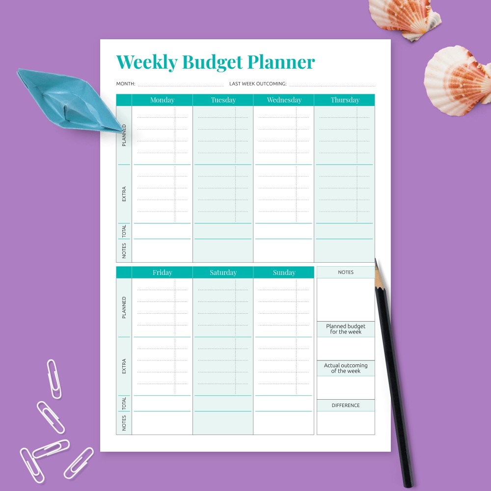 Download Printable Weekly Money Expense Planner Template