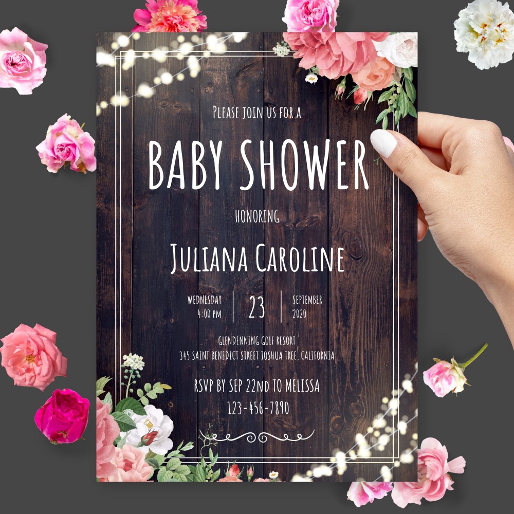 Customize and Download Wooden Barn Baby Shower Invitation
