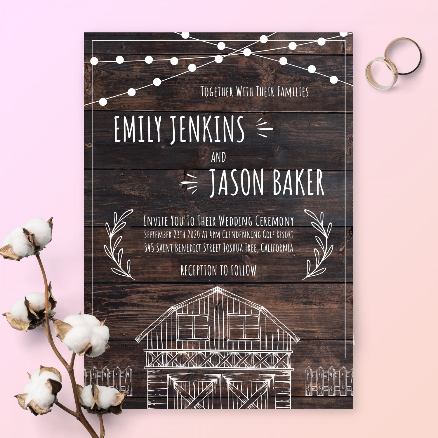 Rustic Wood Barn Wedding Invitation Template Online Maker