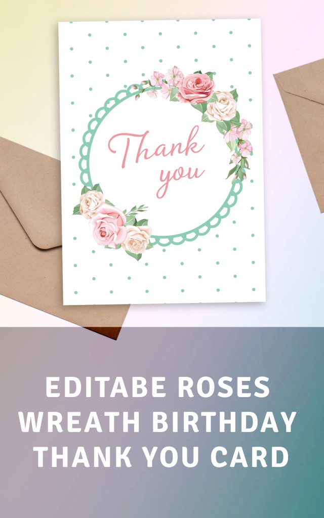 Get Roses Wreath Birthday Thank You Card
