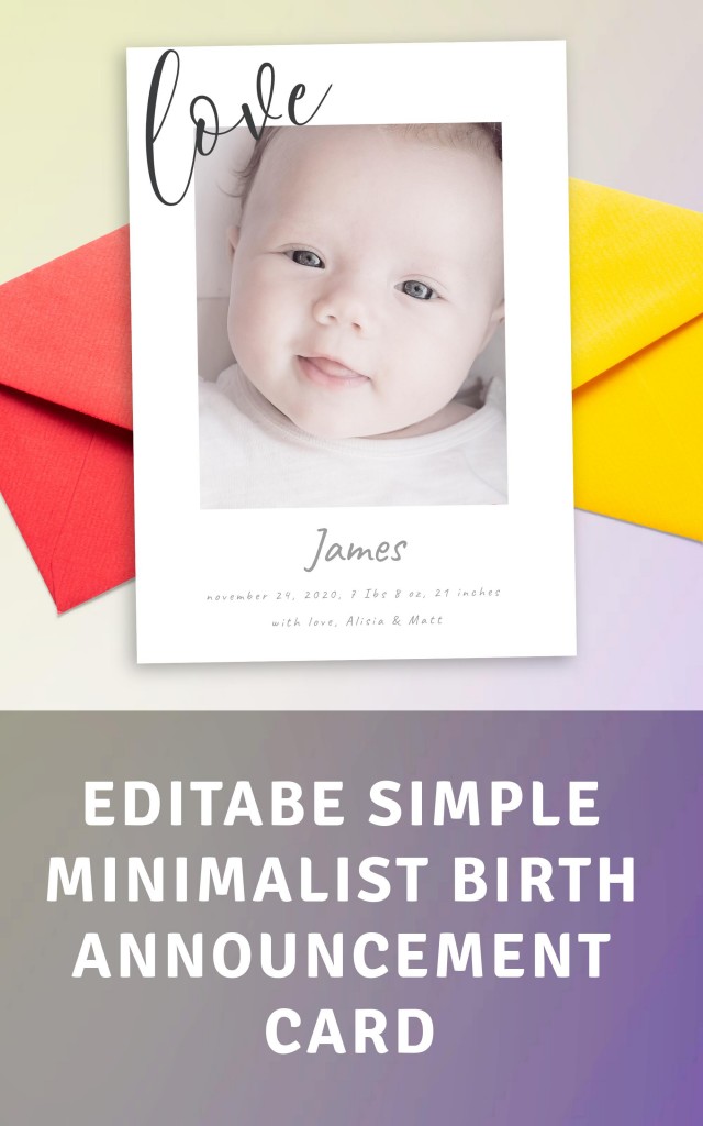 Get Simple Minimalist Birth Announcement Card