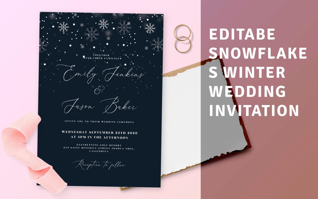 Custom Snowflakes Winter Wedding Invitation