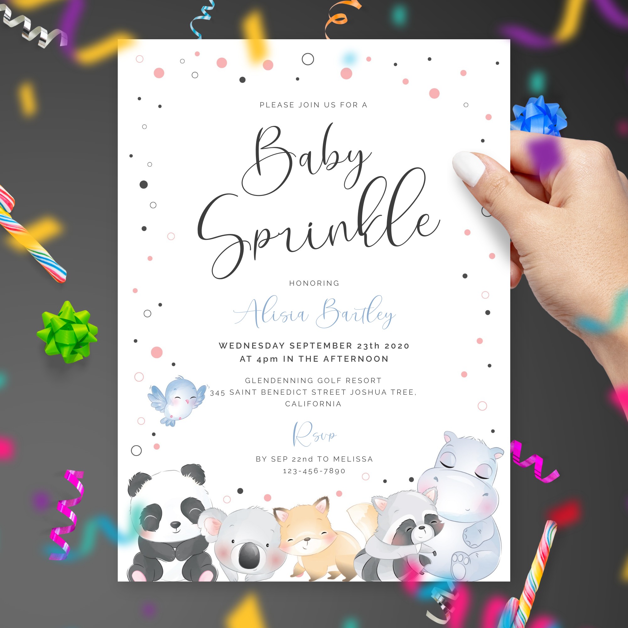 Baby Girl Sprinkle Invitation Card Template Online Maker